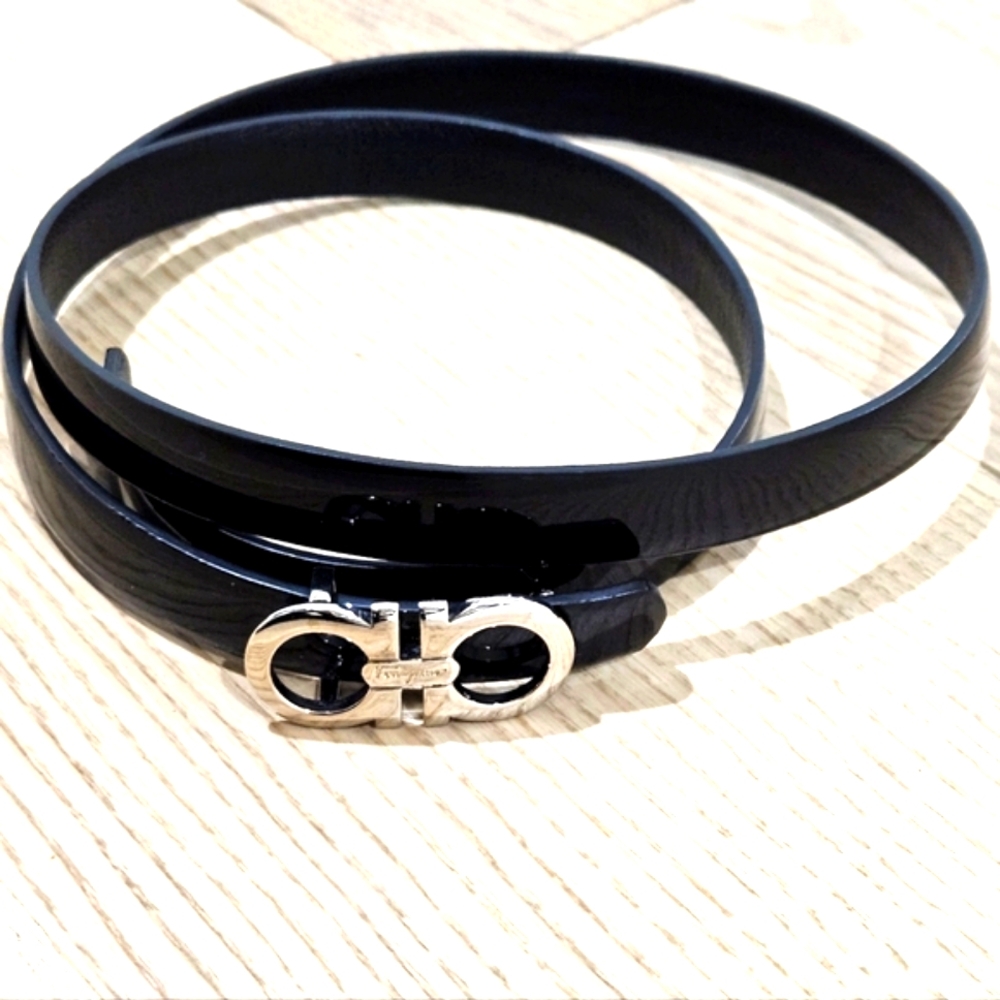 Salvatore Ferragamo Reversible Shined and solid leather black belt. Like new.